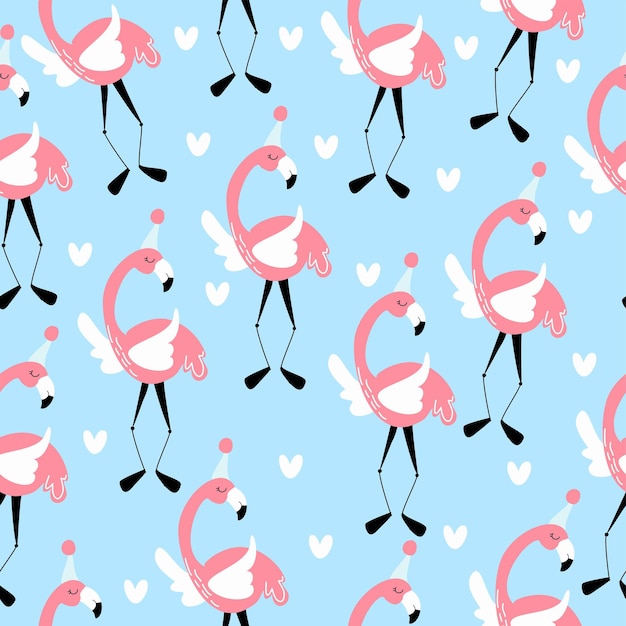 Вектор Розовый фламинго на голубом фоне