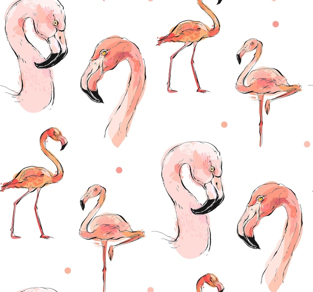 Vector pink flamingo pattern