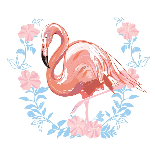 Pink flamingo vector illustration isolated 