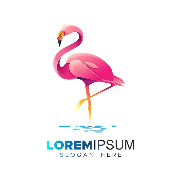 Vector pink flamingos logo template