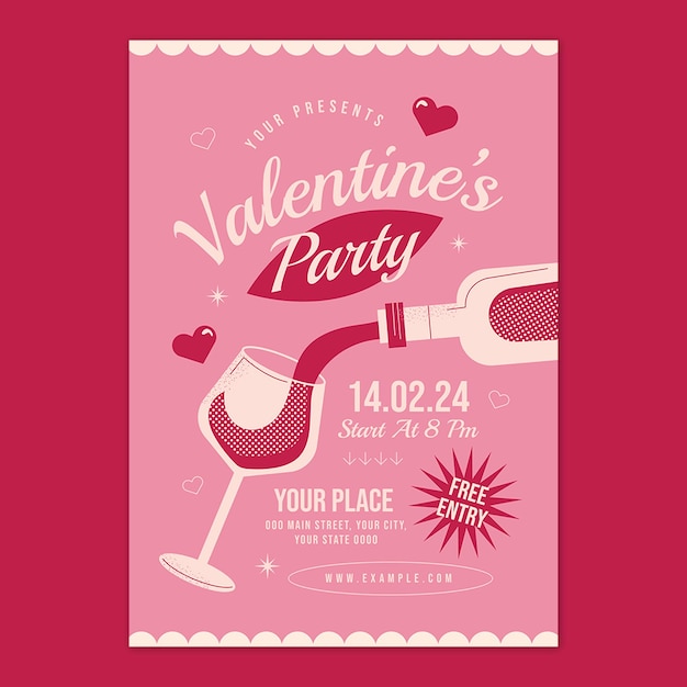 Pink Flat Design Valentine's Day Poster 01