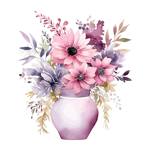 Pink floral arrangement watercolor collection