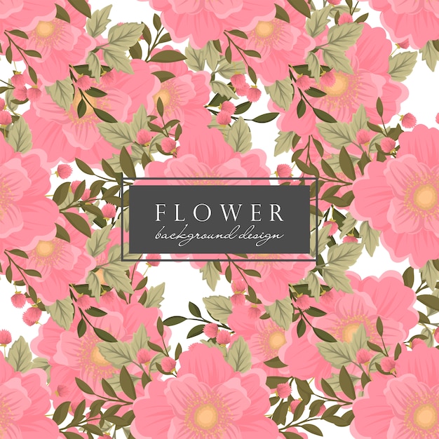 Vector pink floral background seamless pattern