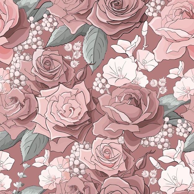 Pink floral background with roses