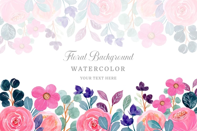 Pink floral background with watercolor