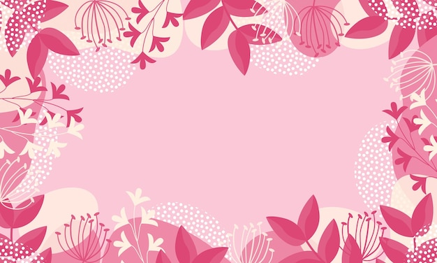 Vector a pink floral frame with a white background and a pink background with a white dots.