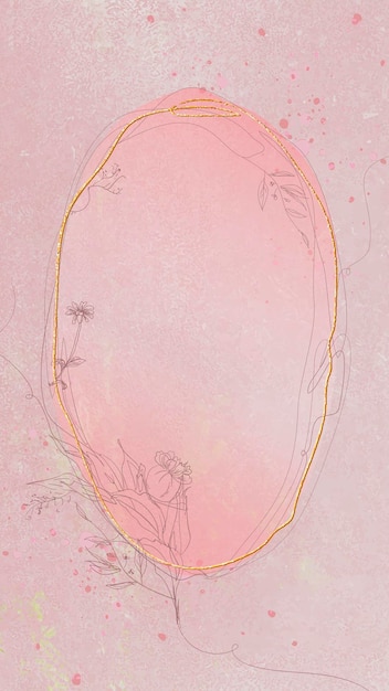 Vector pink floral oval frame vector