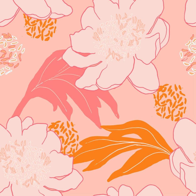 ピンクの花のパターンベクトルイラスト 色の野生のバラがく 現代印刷 ヴィンテージ