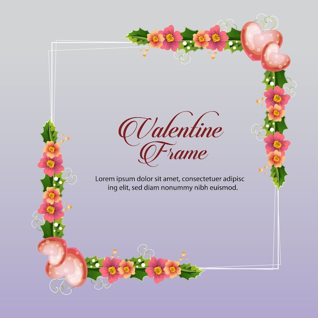 pink floral valentine frame