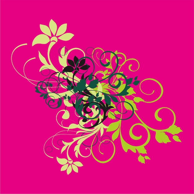 Pink floral vintage vector