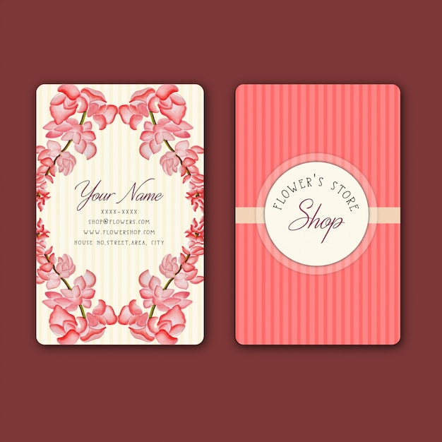 Pink floral visiting card