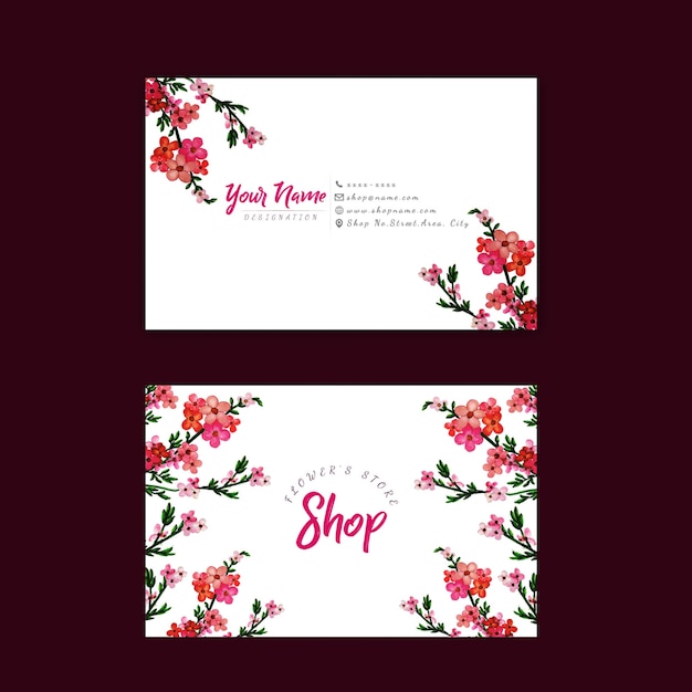  Pink Floral Visiting Card