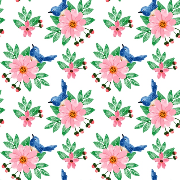 pink floral watercolor seamless pattern