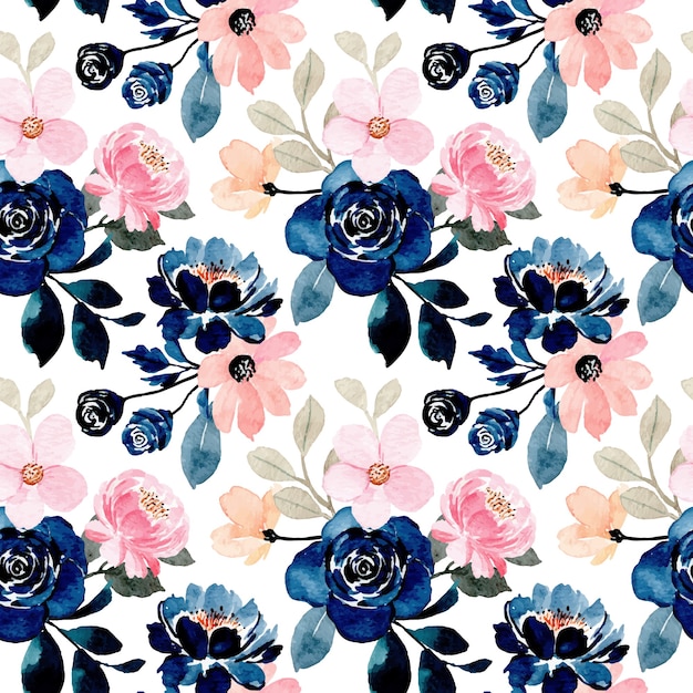 pink floral watercolor seamless pattern