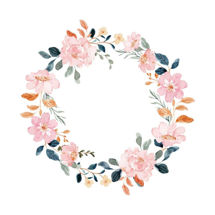 Premium Vector | Pink floral wreath with watercolor