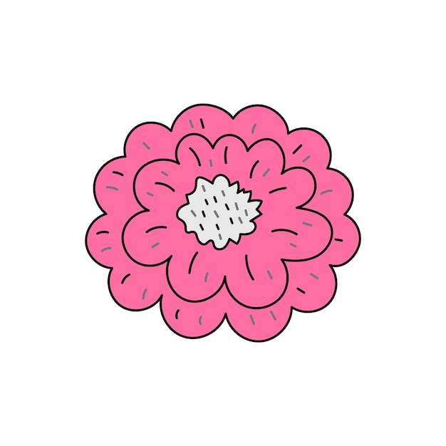 Pink flower blossom in doodle style