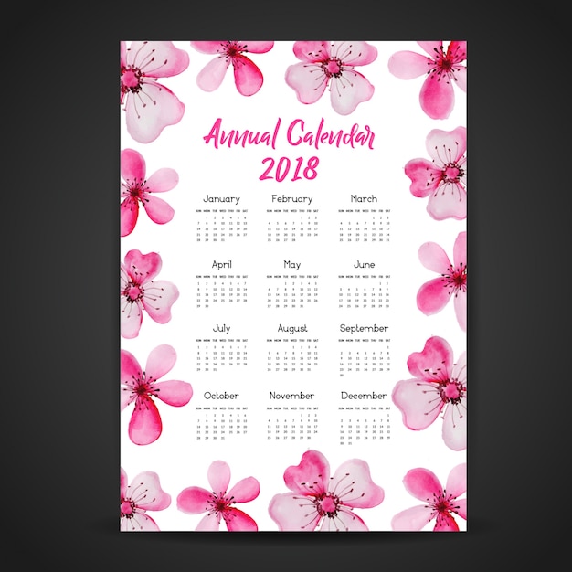 Calendario fiore rosa 2018