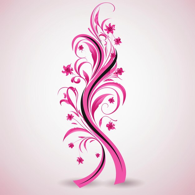 Vector a pink flower design with pink swirls on it