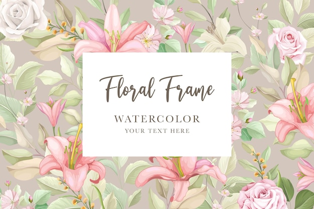 Pink flower frame background