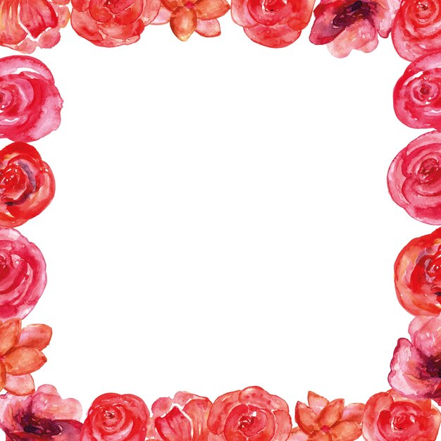 Pink flower frame watercolor