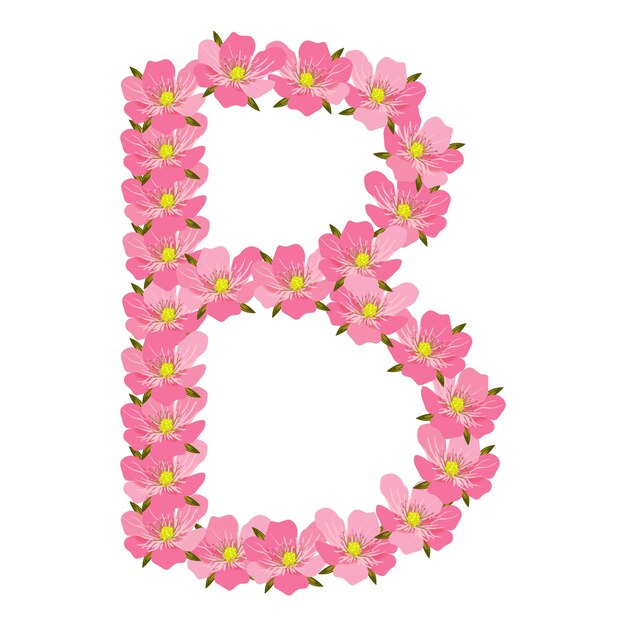 Pink flower letter b illustration