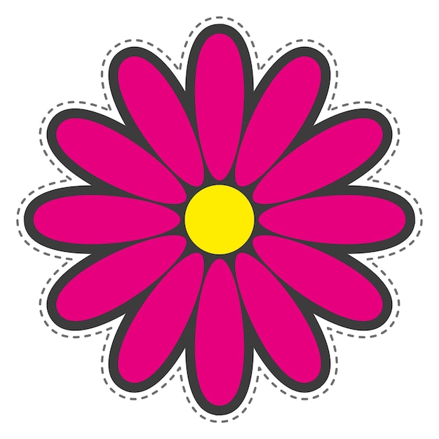 Pink flower patch Bright floral element Color sticker