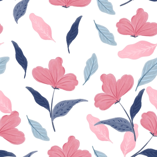 Vector pink flower pattern hand drawn illustration