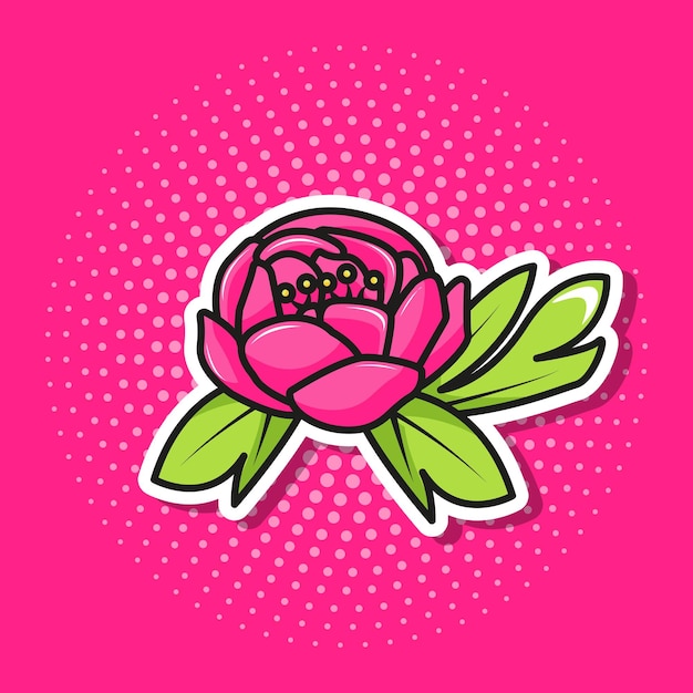 Pink Flower in Pop Art Style