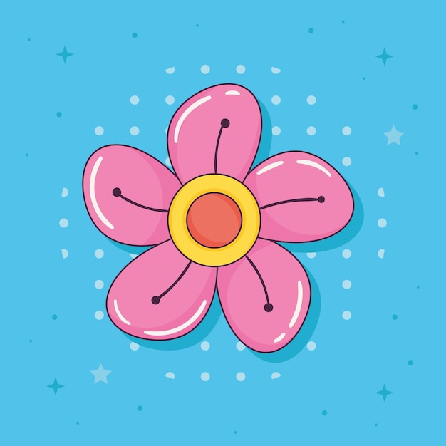 Pink flower retro style