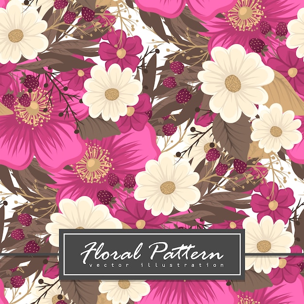 Pink flower seamless background