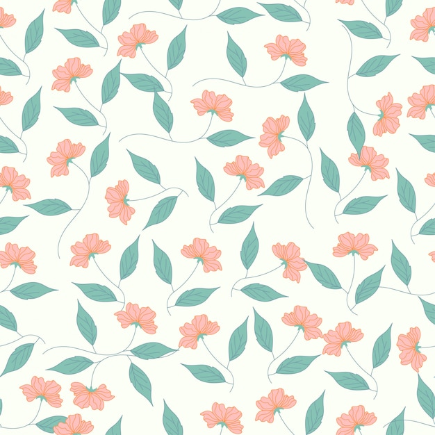 Pink flower seamless pattern