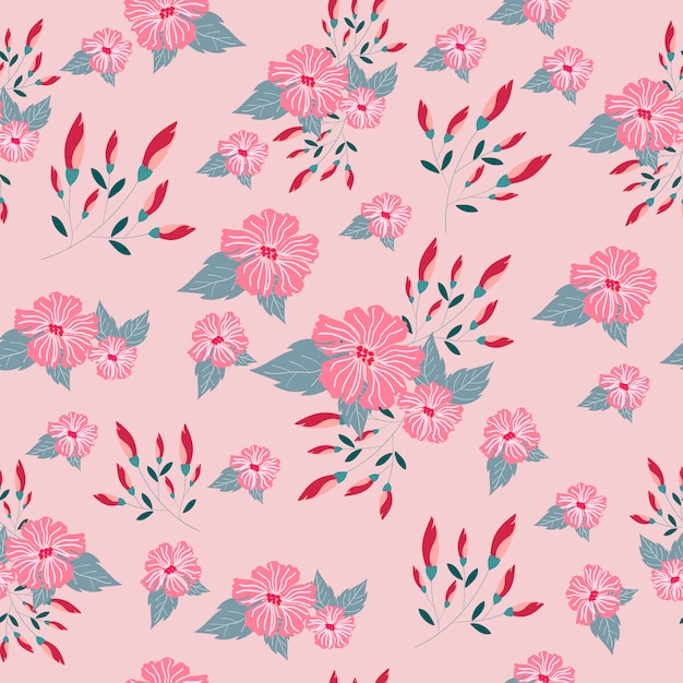 Pink flower seamless pattern