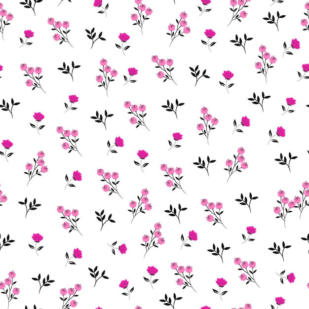 Pink flower seamless pattern