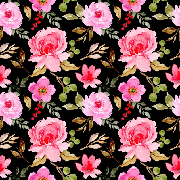 핑크 꽃 수채화 원활한 패턴