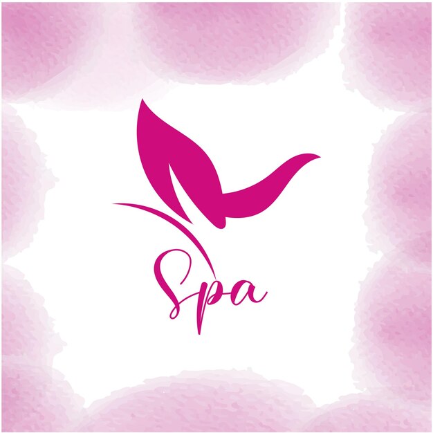 A pink flower with the word spa on it