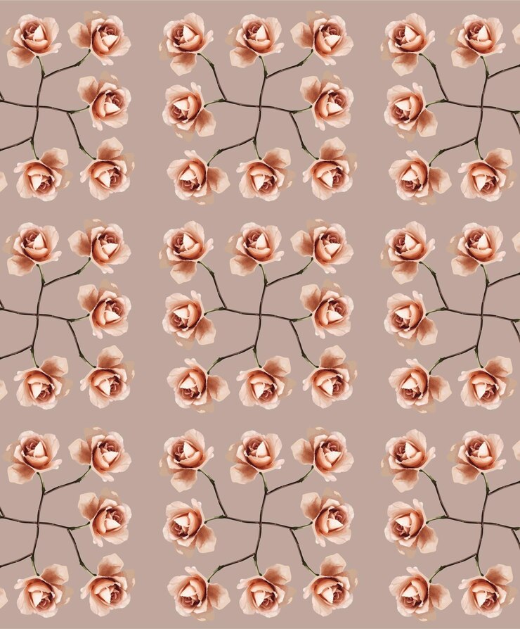 Vector pink flowers on a brown background