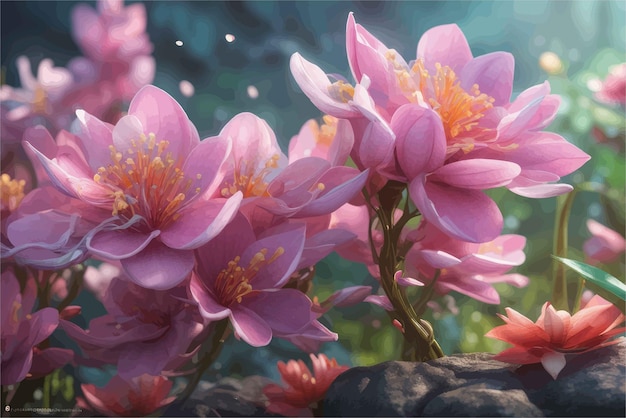 Розовые цветы в садурозовые цветы в садуиллюстрация цветочного фона