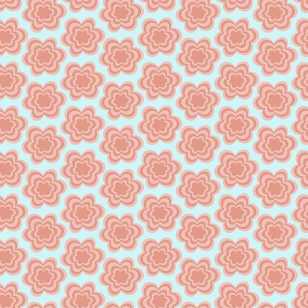 Pink flowers seamless floral pattern on green background