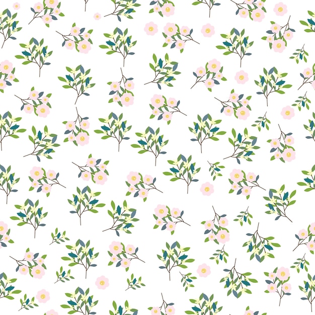 Pink flowers seamless pattern background