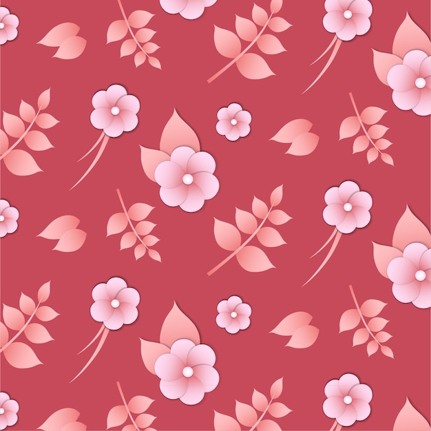 Вектор Бесшовный узор из розовых цветов