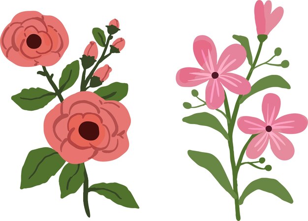 Vector pink flowers