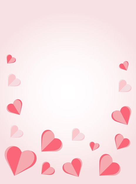 Pink flying hearts.Vector illustration. Paper decorations for Valentine's Day.