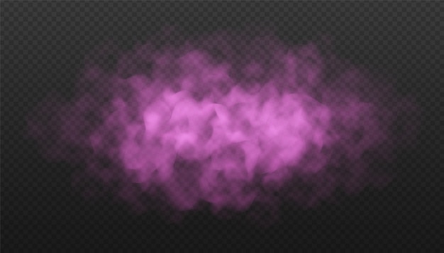 Vector pink fog or smoke cloud isolated on transparent background. realistic smog, haze, mist or cloudiness effect.