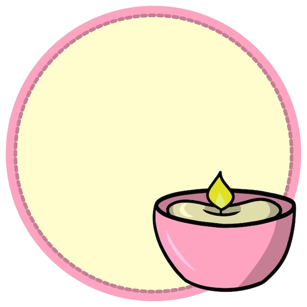 Pink fragrant candle for relaxation round card with an empty place to insert Vector cartoon