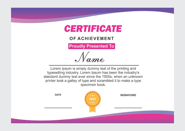 Pink frame modern certificate template