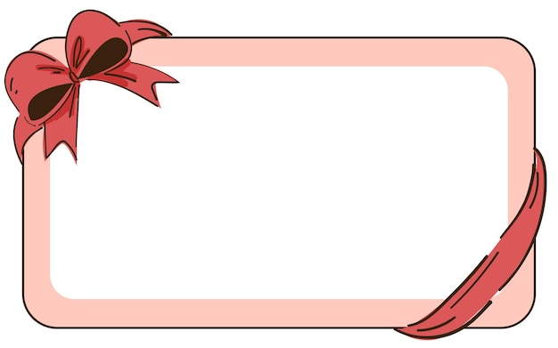 Pink frame with a red ribbon.