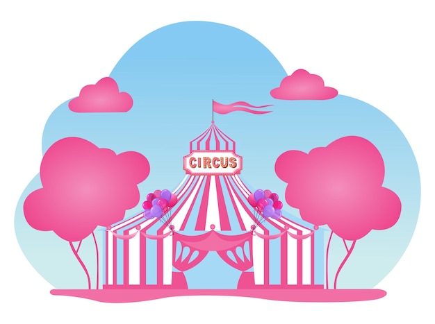 Vettore tenda da circo rosa divertente