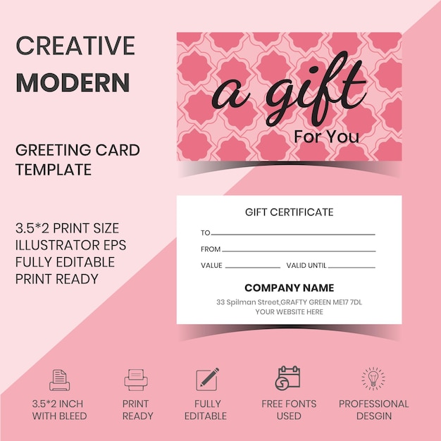 Pink Gift card templates