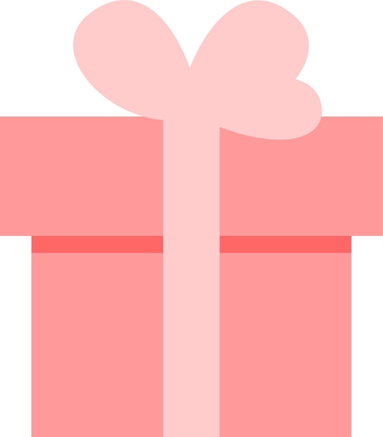 Pink Gift Present Box with Ribbon and Bow in Flat Style