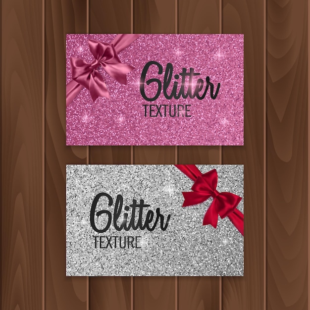 Vector pink, glitter background with realistic bow.